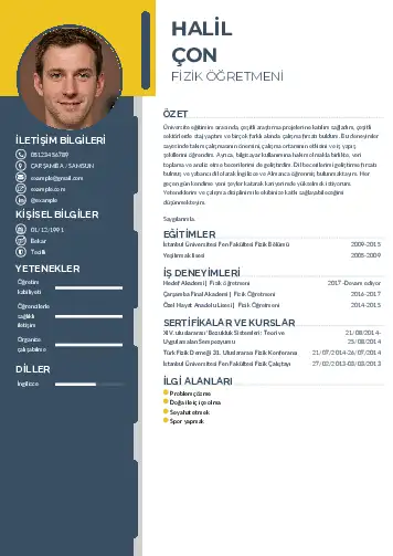 Fizik Öğretmeni CV Örnekleri cv indir
